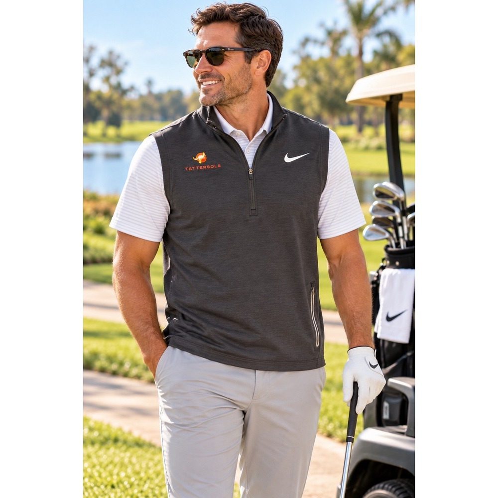 Nike Tiger Woods Collection Tattersols Golf Vest Mens XL Wool Blend Quarter Zip